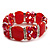 Red Cat Eye Glass Bead Flex Bracelet -18cm Length - view 5