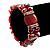 Red Cat Eye Glass Bead Flex Bracelet -18cm Length - view 4