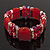 Red Cat Eye Glass Bead Flex Bracelet -18cm Length - view 2