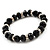 Black Glass Bead With Crystal Rings Flex Bracelet - 19cm Length - view 4