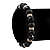 Black Glass Bead With Crystal Rings Flex Bracelet - 19cm Length - view 5