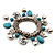 Silver Tone 'Flower & Heart' Charm Turquoise Bead Flex Bracelet - view 7