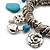 Silver Tone 'Flower & Heart' Charm Turquoise Bead Flex Bracelet - view 4