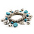 Silver Tone 'Flower & Heart' Charm Turquoise Bead Flex Bracelet - view 8