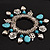 Silver Tone 'Flower & Heart' Charm Turquoise Bead Flex Bracelet - view 9