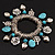 Silver Tone 'Flower & Heart' Charm Turquoise Bead Flex Bracelet - view 2