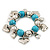 Chunky Flex Metal & Turquoise Bead 'Heart' Charm Bracelet