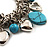 Silver Tone 'Heart' Charm Turquoise Bead Flex Bracelet - view 2