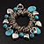 Silver Tone 'Heart' Charm Turquoise Bead Flex Bracelet - view 4