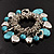 Silver Tone 'Heart' Charm Turquoise Bead Flex Bracelet - view 6