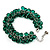 Emerald Green Glass Bead Bracelet (Silver Tone Metal) - 16cm Length (Plus 5cm Extender)