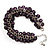 Purple Glass Bead Bracelet (Silver Tone Metal) - 16cm Length (Plus 5cm Extender)