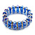 2 Row Blue Crystal Diamante Flex Bracelet (Silver Metal Finish) -17cm Length - view 6