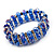 2 Row Blue Crystal Diamante Flex Bracelet (Silver Metal Finish) -17cm Length - view 7