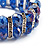 2 Row Blue Crystal Diamante Flex Bracelet (Silver Metal Finish) -17cm Length - view 5