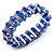 2 Row Blue Crystal Diamante Flex Bracelet (Silver Metal Finish) -17cm Length - view 4