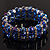 2 Row Blue Crystal Diamante Flex Bracelet (Silver Metal Finish) -17cm Length - view 8