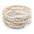 Wide Imitation Pearl Beaded & Clear Crystal Coil Flex Bangle Bracelet - view 10