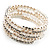 Wide Imitation Pearl Beaded & Clear Crystal Coil Flex Bangle Bracelet - view 11