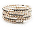 Wide Imitation Pearl Beaded & Clear Crystal Coil Flex Bangle Bracelet - view 8