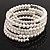 Wide Imitation Pearl Beaded & Clear Crystal Coil Flex Bangle Bracelet - view 7