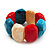 Multicoloured Resin Flex Bracelet (Light Blue, Cream & Red) - 18cm Length - view 5