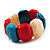 Multicoloured Resin Flex Bracelet (Light Blue, Cream & Red) - 18cm Length - view 6
