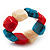 Multicoloured Resin Flex Bracelet (Light Blue, Cream & Red) - 18cm Length - view 4