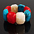 Multicoloured Resin Flex Bracelet (Light Blue, Cream & Red) - 18cm Length - view 3