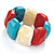 Multicoloured Resin Flex Bracelet (Light Blue, Cream & Red) - 18cm Length - view 8