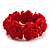 Hot Red Acrylic Rose Flex Bracelet - 19cm Length