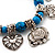 'Heart & Elephant' Turquoise Bead Charm Flex Bracelet (Silver Plated Metal) - view 9