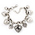 Chunky Oval Link 'Heart' Charm Bracelet In Silver Tone Metal - 18cm Length with 5cm extension - view 5