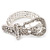 Unique Diamante 'Buckle' Bracelet In Rhodium Plated Metal - up to 19cm length - view 6