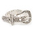 Unique Diamante 'Buckle' Bracelet In Rhodium Plated Metal - up to 19cm length - view 8
