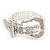 Unique Diamante 'Buckle' Bracelet In Rhodium Plated Metal - up to 19cm length - view 2