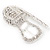 Unique Diamante 'Buckle' Bracelet In Rhodium Plated Metal - up to 19cm length - view 11