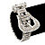 Unique Diamante 'Buckle' Bracelet In Rhodium Plated Metal - up to 19cm length - view 5