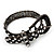 Unique Black & White Diamante 'Buckle' Bracelet In Gun Metal Finish - up to 19cm length - view 8