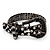 Unique Black & White Diamante 'Buckle' Bracelet In Gun Metal Finish - up to 19cm length - view 9