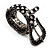 Unique Black & White Diamante 'Buckle' Bracelet In Gun Metal Finish - up to 19cm length - view 4