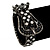 Unique Black & White Diamante 'Buckle' Bracelet In Gun Metal Finish - up to 19cm length - view 10