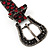 Unique Black & Red Diamante 'Buckle' Bracelet In Gun Metal Finish - up to 19cm length - view 11