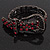Unique Black & Red Diamante 'Buckle' Bracelet In Gun Metal Finish - up to 19cm length - view 5