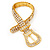 Unique Clear Diamante 'Buckle' Bracelet In Gold Plated Metal - up to 20cm length - view 7