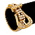 Unique Clear Diamante 'Buckle' Bracelet In Gold Plated Metal - up to 20cm length - view 3