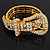 Unique Clear Diamante 'Buckle' Bracelet In Gold Plated Metal - up to 20cm length