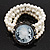 3-Strand Faux Pearl Cameo Flex Bracelet - up to 19cm wrist - view 2
