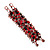 Wide Black/Red/Transparent Semiprecious & Glass Bead Braided Bracelet -17cm Length - view 2