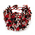 Wide Black/Red/Transparent Semiprecious & Glass Bead Braided Bracelet -17cm Length - view 3